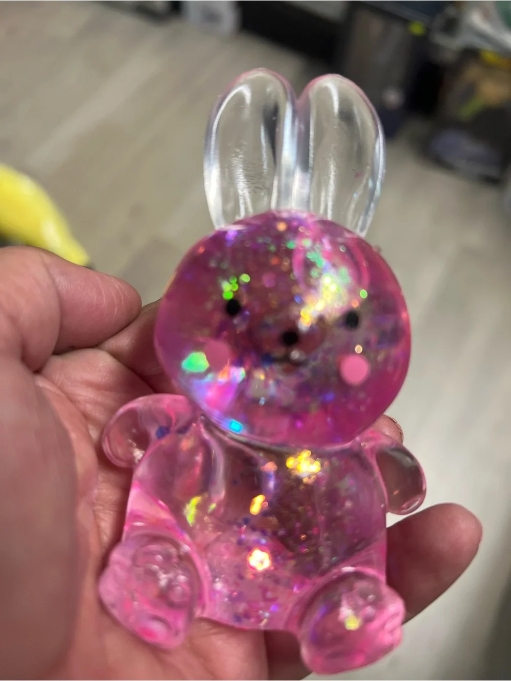 Cute Rabbit Squish Toy - Yellow Glitter Slow-Rising Stress Relief